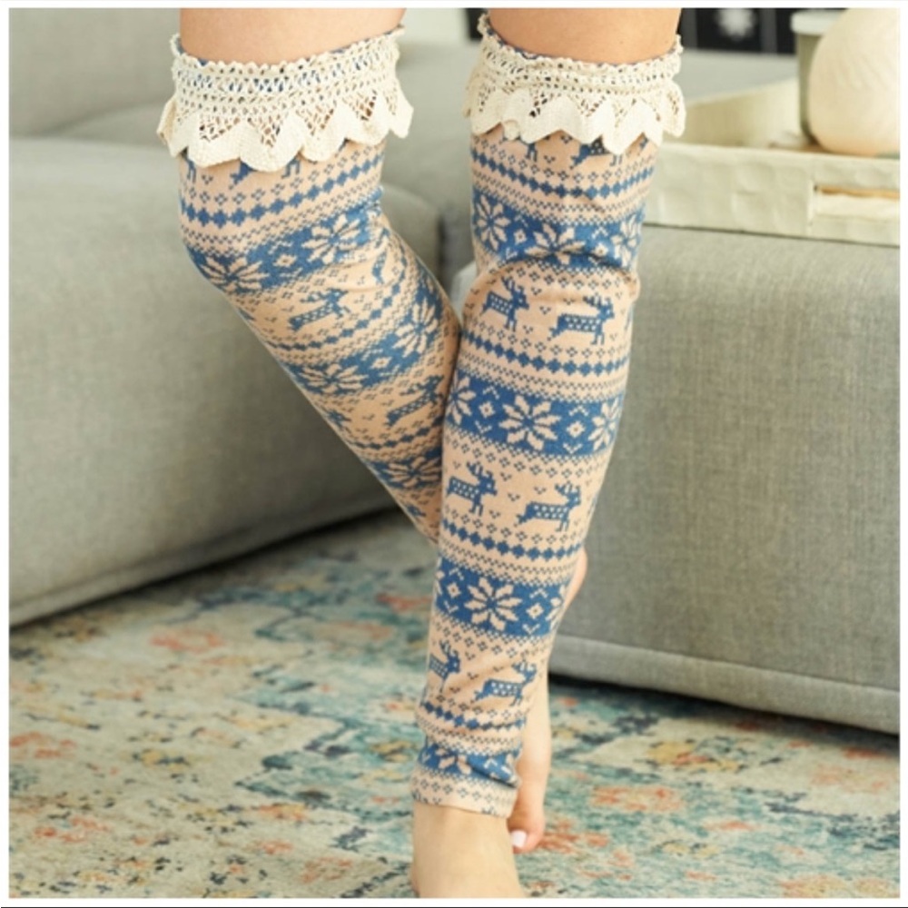 Ryu A’reve by Anthropology Nordic Crochet Leg Warmer Over the Knee Boot Socks
